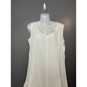 White Tiered Flowy Maxi Dress Womens 36 Sleeveless V Neck Boho Summer Casual